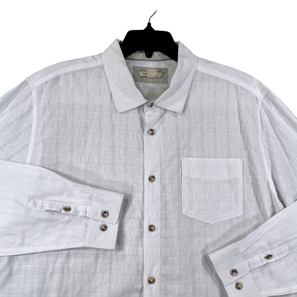 Carbon 2 Cobalt Shirt Mens XL White Textured Cotton Button Up Long Sleeve